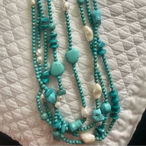 Turqoise & Pearl Faux Necklace by Chicos, great for Summer Whites